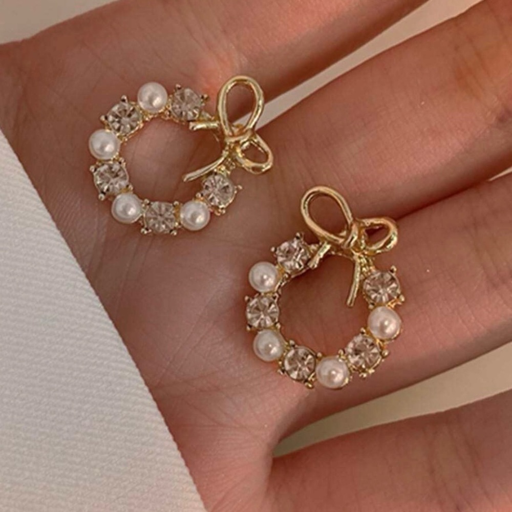 Pearl and Crystal Bow Knot Earrings NWT